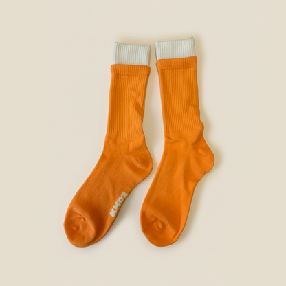 Orange Cream Double-Cuff Socks
