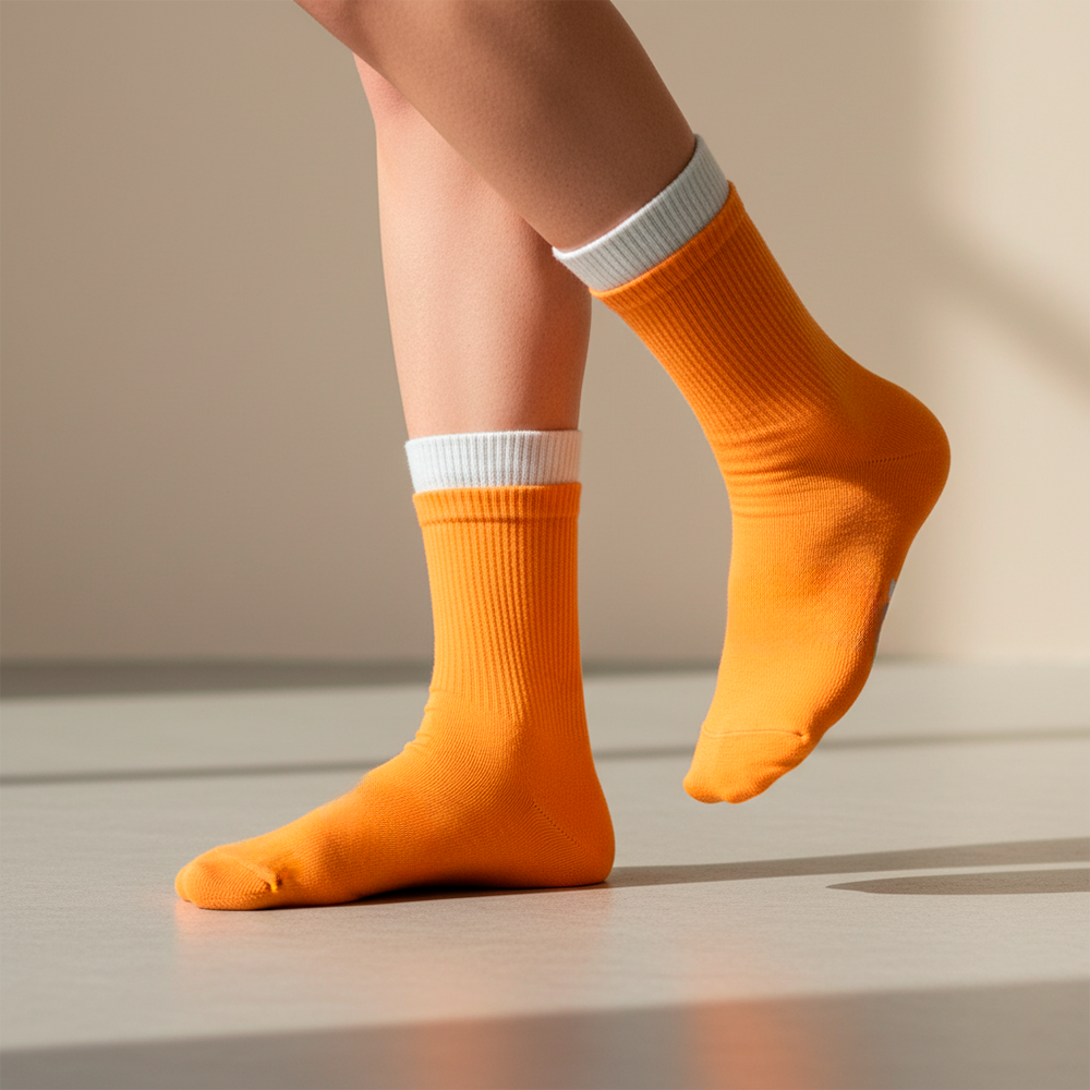 Orange Cream Double-Cuff Socks
