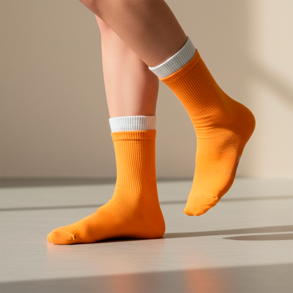Orange Cream Double-Cuff Socks
