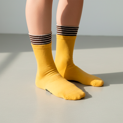 Mango Stripe Double-Cuff Socks