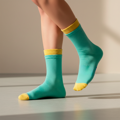 Lemon Mint Double-Cuff Socks