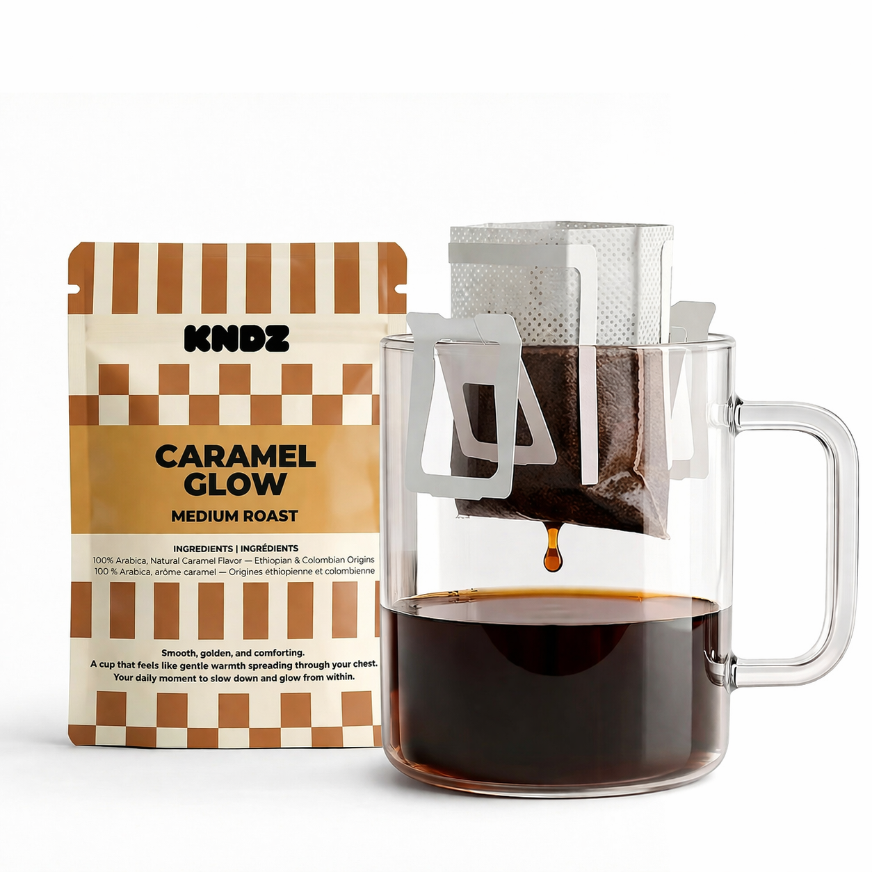 KNDZ single-serve travel pour-over drip bag coffee