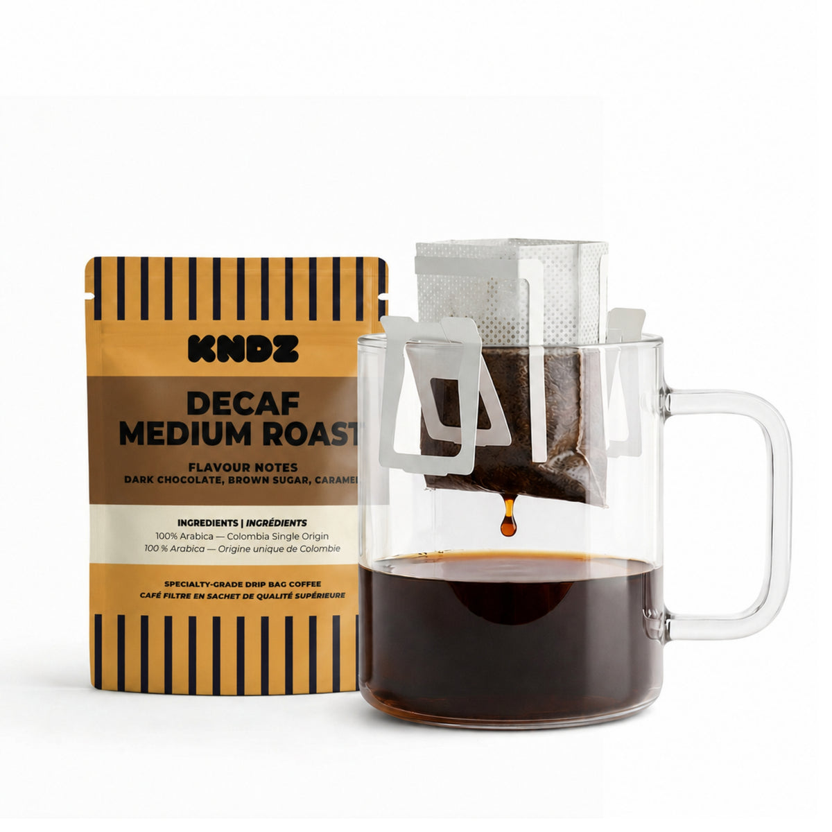 KNDZ single-serve travel pour-over drip bag coffee